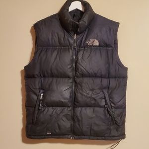 The North Face Puffer Vest Mens XL Nuptse 700 Goose Down Black Warm Full Zip